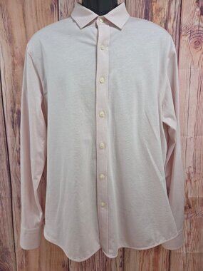 Untuckit Mens Pink Long Sleeve Button-Down Shirt Large